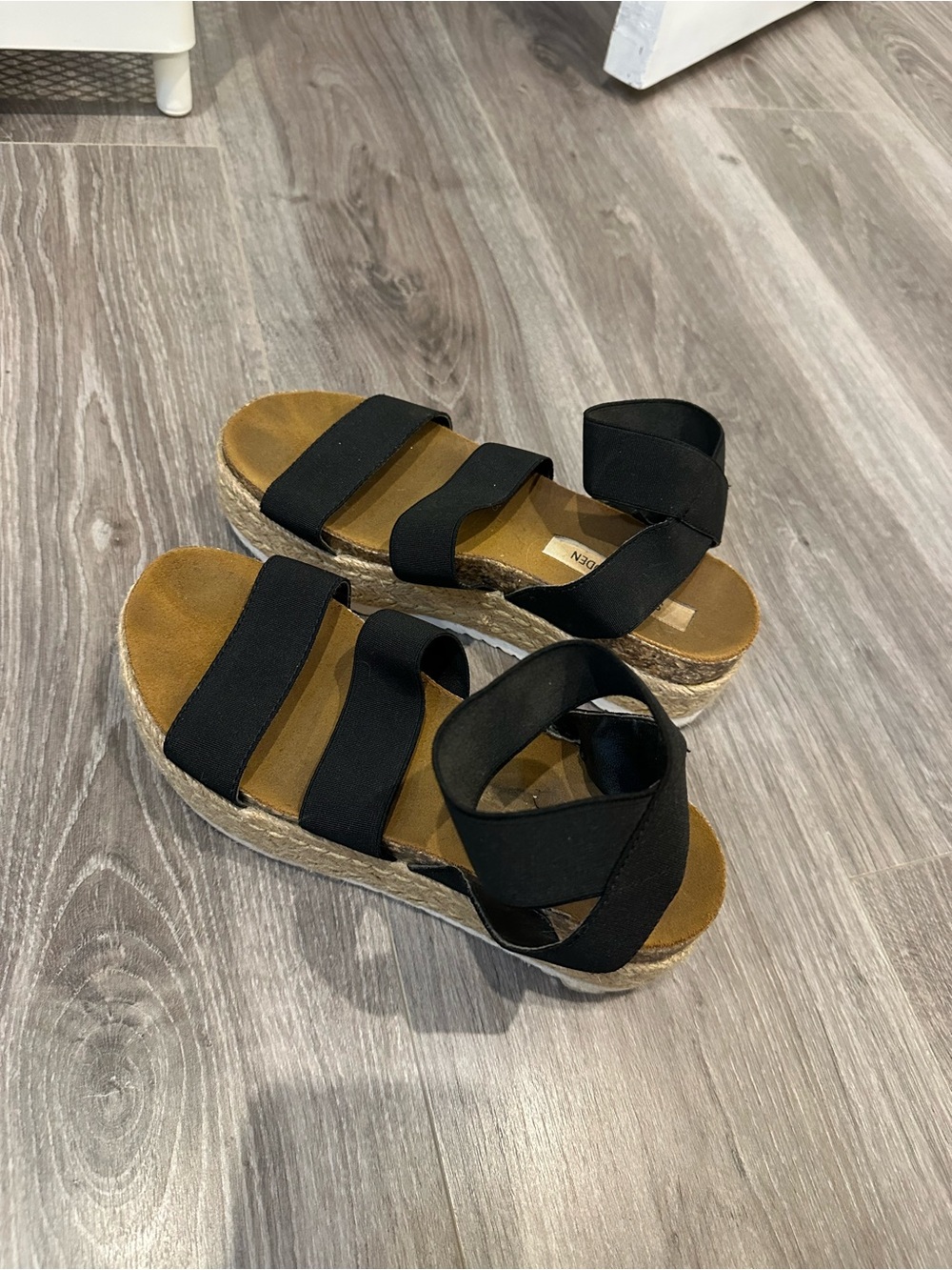 Steve Madden Black Strappy Espadrille Platform Sandals